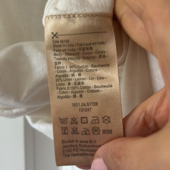 Scotch and Soda White Fringe Crochet Detail Tee - Picture 8 of 10